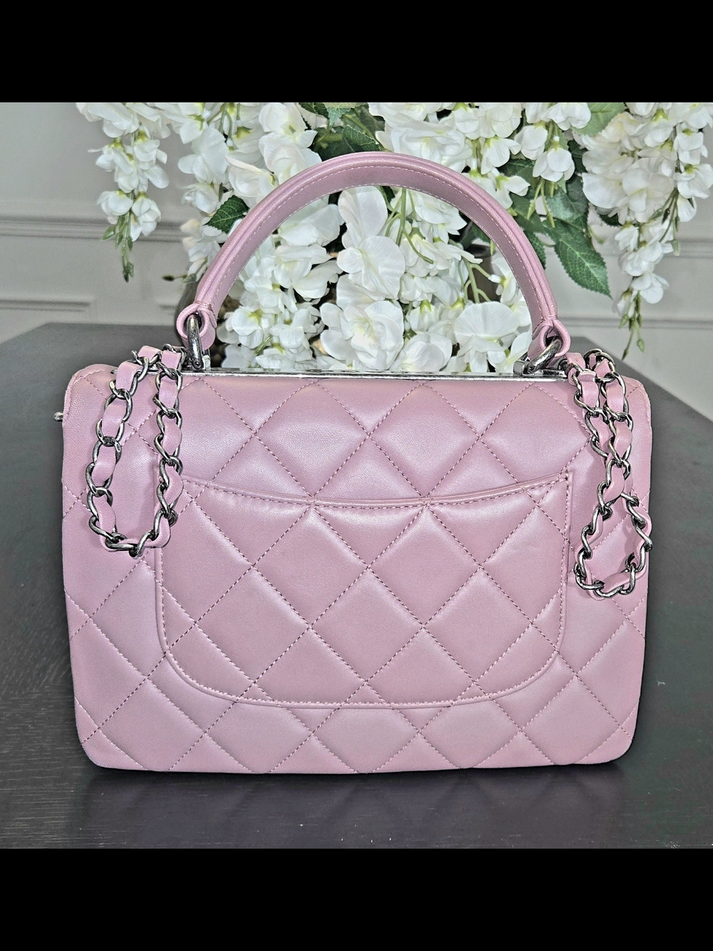 Chanel Trendy CC Flap Lambskin Quilted Leather Top-Handle Bag Mauve Pink - Picture 6 of 12